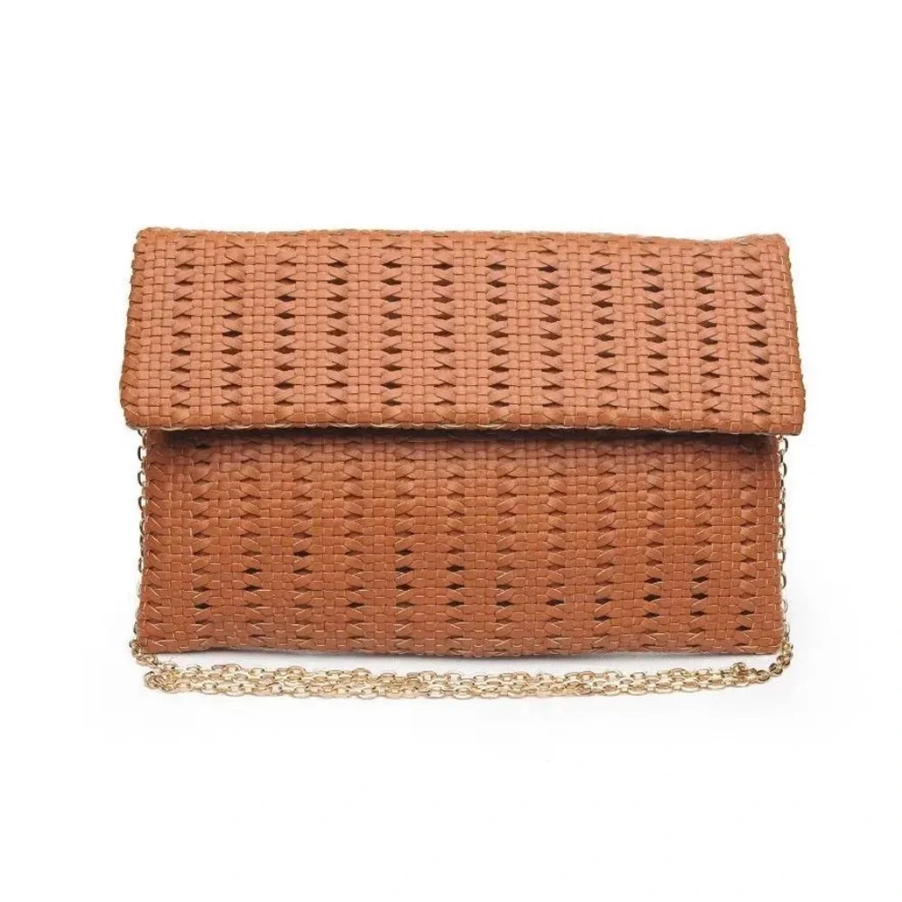 Elegant Tan Woven Clutch